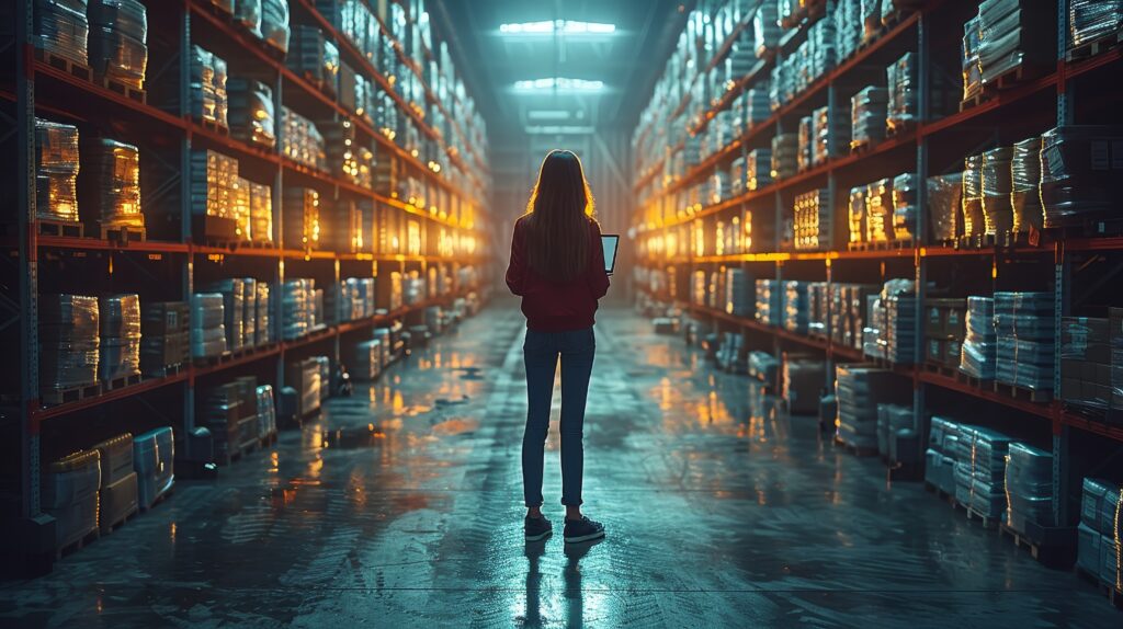 Female CTO in warehouse