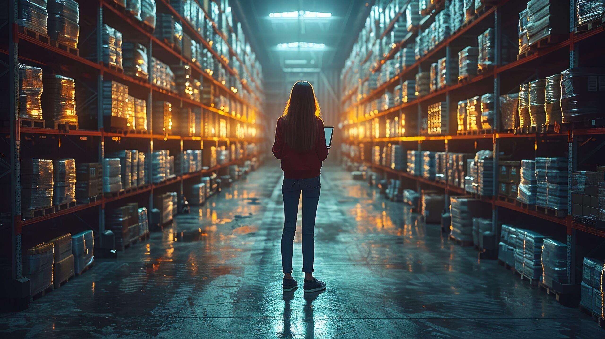 Female CTO in warehouse